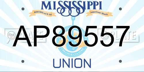AP89557 Mississippi License Plate