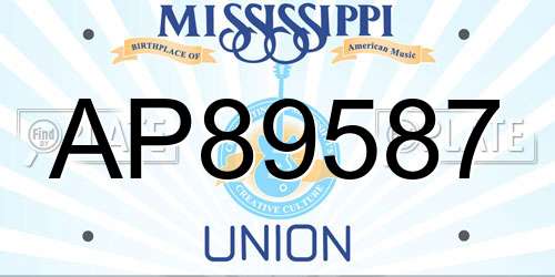 AP89587 Mississippi License Plate