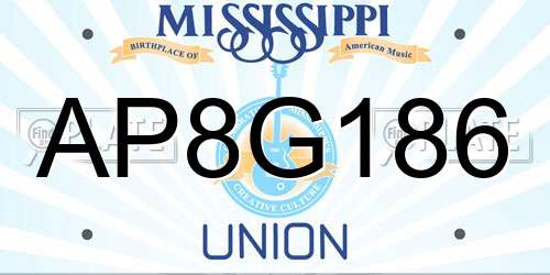 AP8G186 Mississippi License Plate