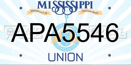 APA5546 Mississippi License Plate
