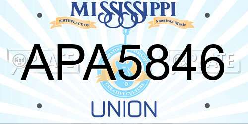 APA5846 Mississippi License Plate