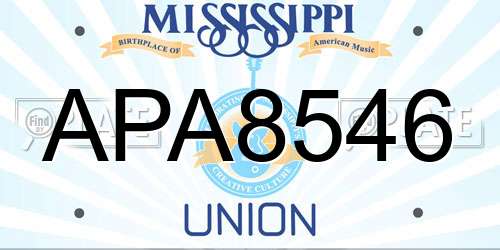 APA8546 Mississippi License Plate