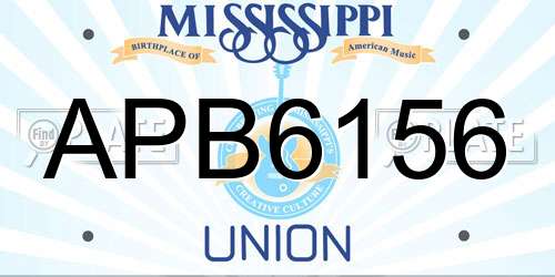 APB6156 Mississippi License Plate