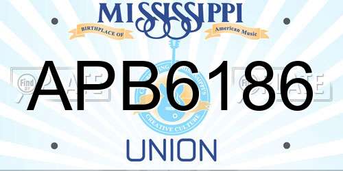 APB6186 Mississippi License Plate