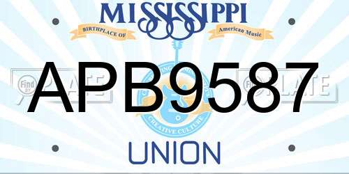 APB9587 Mississippi License Plate