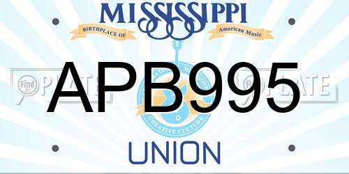 APB995 Mississippi License Plate