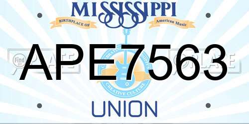 APE7563 Mississippi License Plate