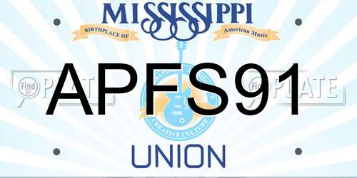 APFS91 Mississippi License Plate