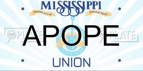 APOPE Mississippi License Plate