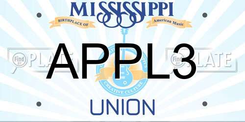 APPL3 Mississippi License Plate