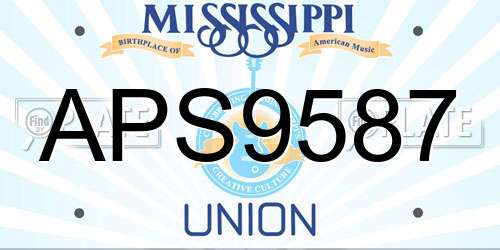 APS9587 Mississippi License Plate