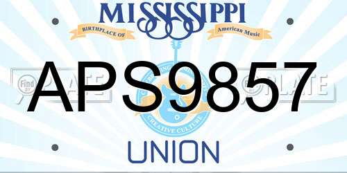 APS9857 Mississippi License Plate