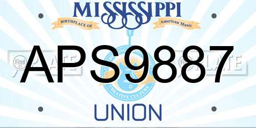 APS9887 Mississippi License Plate