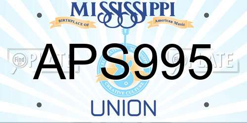 APS995 Mississippi License Plate