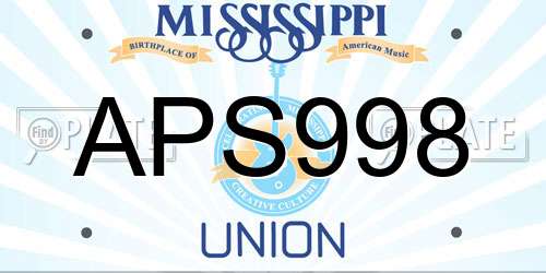 APS998 Mississippi License Plate