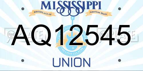 AQ12545 Mississippi License Plate