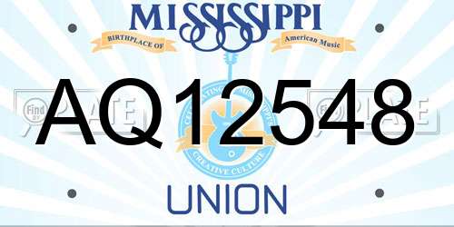 AQ12548 Mississippi License Plate
