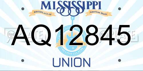 AQ12845 Mississippi License Plate