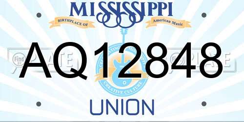 AQ12848 Mississippi License Plate