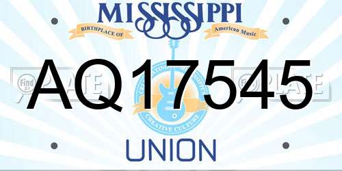 AQ17545 Mississippi License Plate