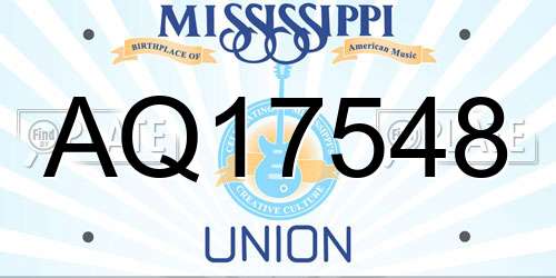 AQ17548 Mississippi License Plate