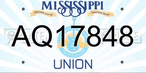 AQ17848 Mississippi License Plate