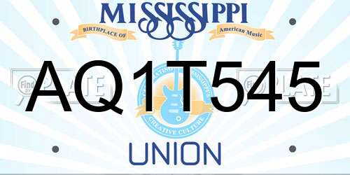 AQ1T545 Mississippi License Plate