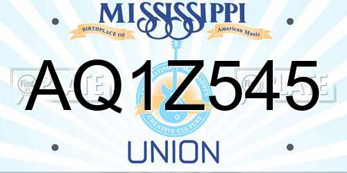 AQ1Z545 Mississippi License Plate