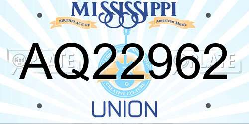 AQ22962 Mississippi License Plate