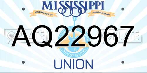 AQ22967 Mississippi License Plate