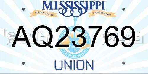 AQ23769 Mississippi License Plate