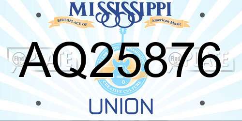 AQ25876 Mississippi License Plate