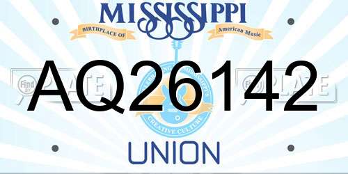AQ26142 Mississippi License Plate