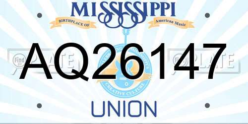 AQ26147 Mississippi License Plate