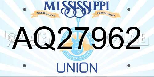 AQ27962 Mississippi License Plate