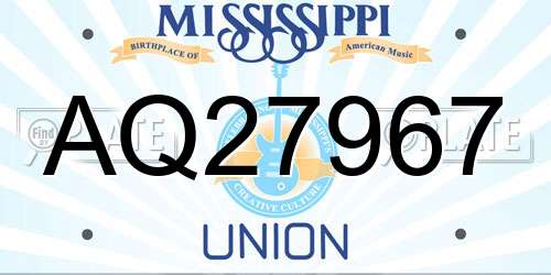 AQ27967 Mississippi License Plate