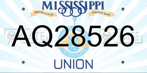 AQ28526 Mississippi License Plate