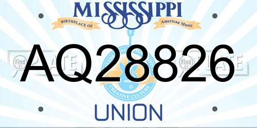 AQ28826 Mississippi License Plate
