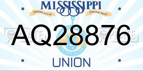 AQ28876 Mississippi License Plate