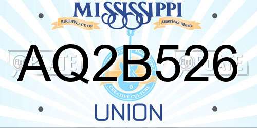 AQ2B526 Mississippi License Plate