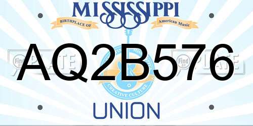 AQ2B576 Mississippi License Plate