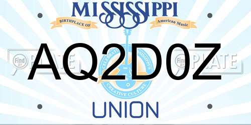AQ2D0Z Mississippi License Plate