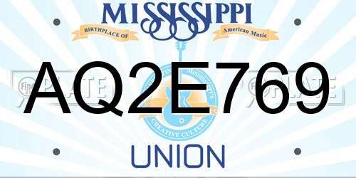 AQ2E769 Mississippi License Plate
