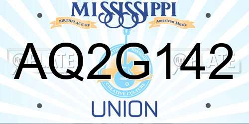 AQ2G142 Mississippi License Plate