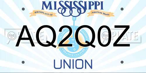 AQ2Q0Z Mississippi License Plate