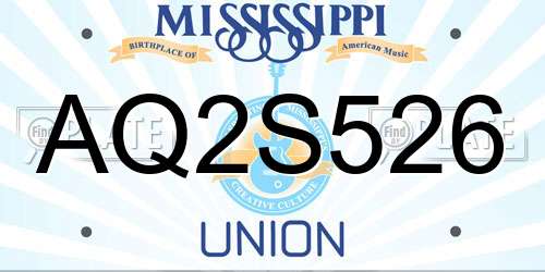 AQ2S526 Mississippi License Plate