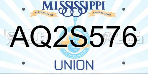 AQ2S576 Mississippi License Plate