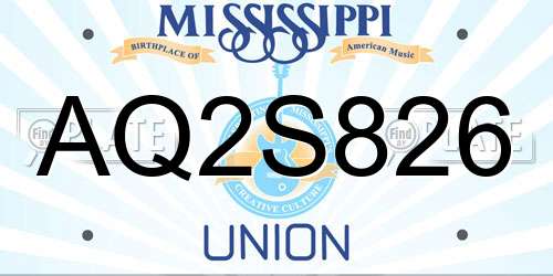 AQ2S826 Mississippi License Plate