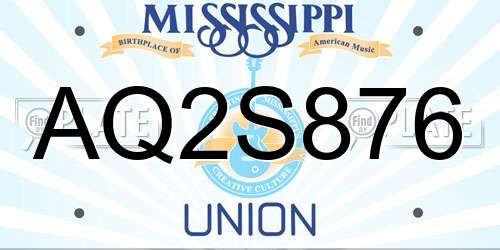 AQ2S876 Mississippi License Plate