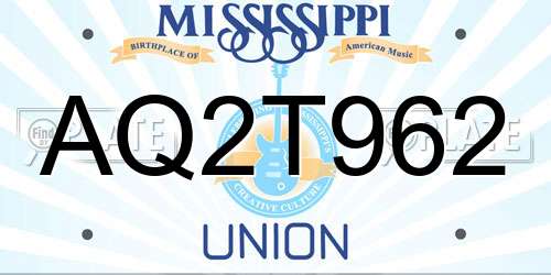 AQ2T962 Mississippi License Plate